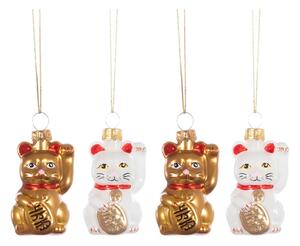 Ornamente de Crăciun 4 buc. din sticlă Lucky Cat – Sass & Belle