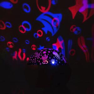 Lampa cu proiector stele/lume subacvatica, efecte lumina, 2 moduri iluminare, 4 culori, 12x12x10 cm, alimentare cu baterii