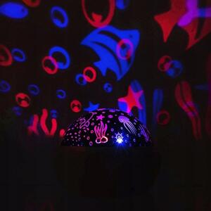 Lampa de veghe cu proiector, efecte luminoase cer instelat/lume subacvatica, 4 culori iluminare, 12x12x10 cm, negru