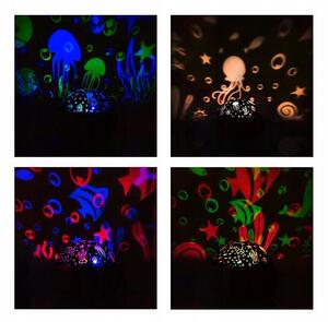 Lampa de veghe cu proiector, efecte luminoase cer instelat/lume subacvatica, 4 culori iluminare, 12x12x10 cm, negru