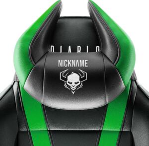 Perna suport cap Diablo Chairs X-Horn cu broderia ta neagră și verde
