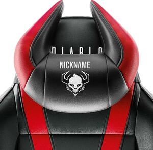 Perna suport cap Diablo Chairs X-Horn cu broderia ta neagră și roșie