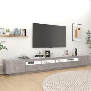 Comodă TV cu lumini LED, gri beton, 300x35x40 cm