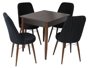 Set masă fixă Deco Wenge cu 4 scaune Minerva Negru