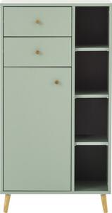 Dulap baie așezat Bjarne, 1 ușă 2 sertare, PAL, 60,2x113,4 cm, verde