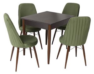 Set masă fixă Deco Wenge cu 4 scaune Minerva Verde