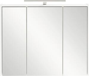 Dulap baie cu oglindă Flag cu iluminare, 3 uși 1 priză, PAL, 74,5x60 cm, alb