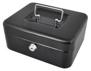 Cutie metalica pentru depozitat bani si documente, 2 chei incluse, 20x16x9cm, negru