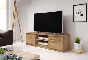 Comoda TV BASTE, 120x35,5x38, stejar wotan/grafit negru