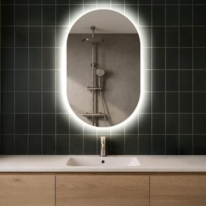 Ovala oglinda baie cu leduri 50x80cm cu lumină LED rece 7000K, lumină caldă 3000K sau lumină neutră 4500K