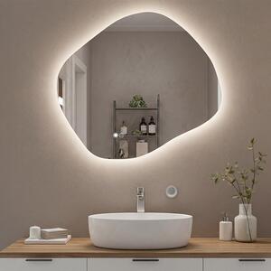Oglindă de baie cu iluminare 74x6494x84Dx9484x74 cm, culoare duală, comutator tactil, saltea încălzitoare