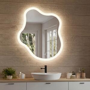 Oglindă neregulată cu iluminare, 74×94 cm, culoare duală, comutator tactil, saltea încălzitoare