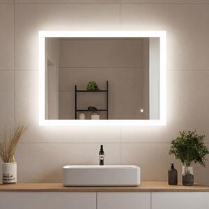 Oglindă dreptunghiulară de baie cu iluminare LED 80x60 cm