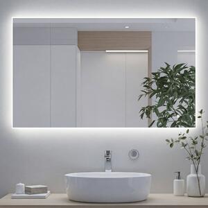 Oglindă dreptunghiulară pentru baie cu iluminare LED 80x60/60x80 cm, culori duale, comutator tactil, covoraș de încălzire