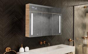 Dulap iluminat cu oglindă LED, model Emily L02 - 100 x 72 cm, dulap de baie cu design modern și configurare a întrerupătorului pentru iluminare, în culoarea San Marino