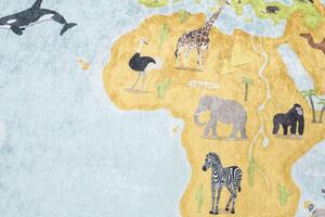 Covor pentru copii cu o hartă a lumii și animale Lăţime: 120 cm | Lungime: 170 cm