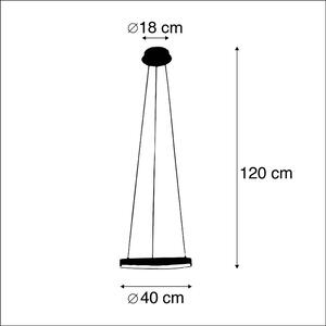 Lampă suspendată inel de design neagră 40 cm cu LED și dimmer - Anello