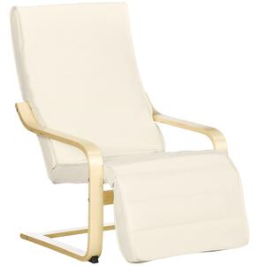 HOMCOM Fotoliu Relax cu Suport pentru Picioare Reglabil în 5 Nivele și Tetieră, 66,5x94x100 cm, Crem | Aosom Romania