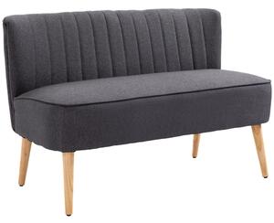 HOMCOM Canapea 2 Locuri din Material Textil fără Brațe cu Cusături, Canapea Compactă Modernă cu Picioare din Lemn de Cauciuc pentru Living, 117x56.5x77 cm, Gri Închis | Aosom Romania