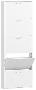 HOMCOM Dulap pentru Pantofi Subțire cu 5 Uși 65x17x180,5 cm în Lemn Alb | Aosom Romania