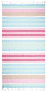 Prosop Fouta Stripes pink cu franjuri, 90 x 170 cm