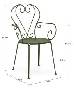 Set 4 scaune de gradina / terasa din metal Etienne Verde Inchis, l49xA49xH89 cm