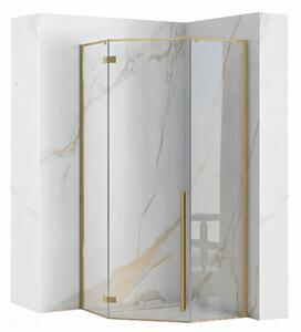 Rea Diamond, cabină de duș pentagonală 100 x 100 cm, sticlă transparentă de 6 mm, auriu mat, REA-K5684