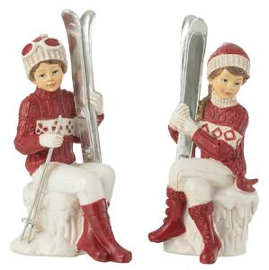 Set 2 figurine Girl And Boy Ski, Rasina, Multicolor, 12x12x19.5 cm