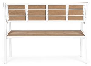 Banca pentru gradina / terasa, din lemn compozit si aluminiu, Isak Natural / Alb, l123xA59xH86 cm