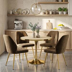 Set Masă Lyma Stejar Gold 80 cm cu 4 Scaune Elira Maro