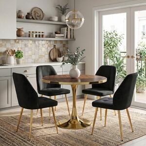 Set Masă Lyma Wenge Gold 80 cm cu 4 Scaune Elira Negru