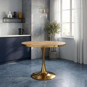 Masă fixă Rotundă Lyma Nuc Deschis Gold 90 cm