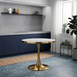 Masă fixă Rotundă Lyma Albă Gold 90 cm