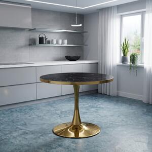 Masă fixă Rotundă Lyma Negru Marmorat Gold 90 cm