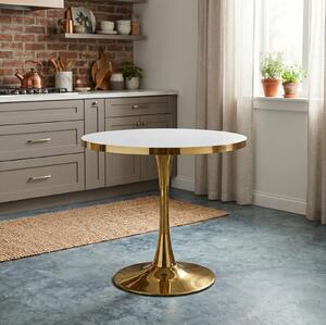 Masă fixă Rotundă Lyma Albă Gold 80 cm