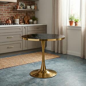 Masă fixă Rotundă Lyma Negru Marmorat Gold 80 cm