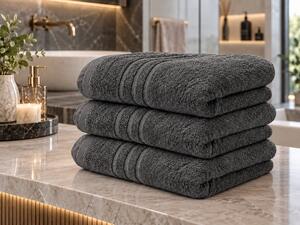 Prosop CONFORT 70 x 140 cm gri inchis, 100% bumbac