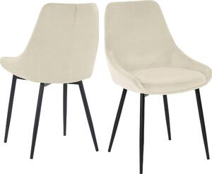 Set 2 scaune crem tapiterie catifea Niam 49/57/86 cm