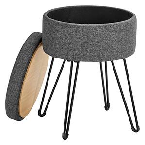 Taburet cu depozitare, Songmics, Gri, 31×31×43 cm