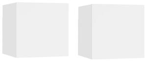 Noptiere, 2 buc., alb, 30,5x30x30 cm, lemn prelucrat