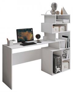 Birou, măsuţă, masă PC cu rafturi, alb, 158 cm - TP302551