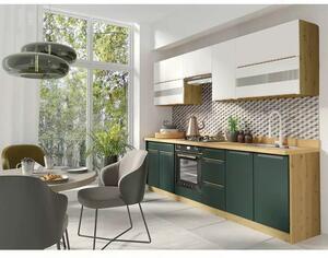 Set bucatarie GLAMOUR C PLUS, carcasa stejar artisan/fronturi verde ma