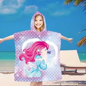 Poncho pentru copii MERMAID roz 60x120 cm