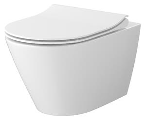 Cersanit City vas wc cu capac soft-close agăţat fără margine cu spălare turbionară alb lucios S701-883