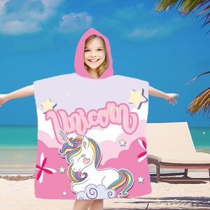 Poncho pentru copii UNICORN roz 60x90 cm