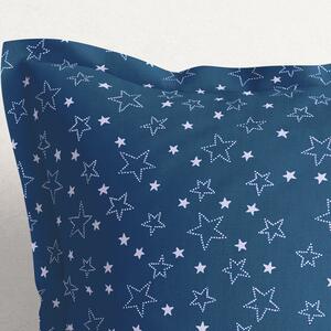 Goldea față de pernă din bumbac cu tiv decorativ - model 016 - steluțe albe pe albastru 50 x 50 cm