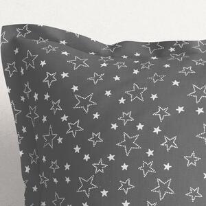 Goldea față de pernă din bumbac cu tiv decorativ - model 017 - steluțe albe pe gri 40 x 40 cm