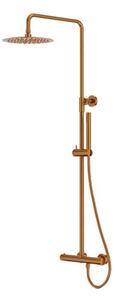 Set de dus LaVita, Verdi, cu baterie termostatică, pălărie rotunda, bară și furtun, 1 jet, brushed copper