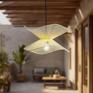 Lindby lumina pandantiv în aer liber Valdorin, bej, bumbac, Ø 40cm, reglabil, Bej, Țesătură / Textil, Modern