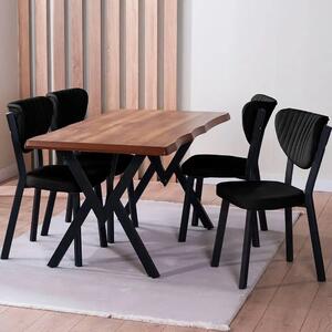 Set Masa Barton din MDF cu 4 Scaune din metal, culaore negru, 140 cm